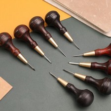 4mm Vintage Craft Awls Leather Stitching Awl Diamond Shape Ebony Sandalwood Awl picture