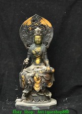12.2''Old Tibetan Bronze Gilt Kwan-yin GuanYin Quanyin Bodhisattva Buddha Statue picture