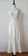New Anthro Maxi Dress Size Large White Lace Bow Wedding Bride Romantic picture