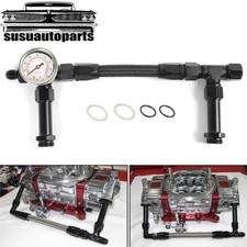 For Holley Carburetor 4150 Pressure Gauge AN8 Braided Dual Feed Carb Fuel Line picture