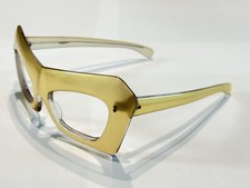 Vintage French Oversized Geometric Eyeglasses Frame Yellow Clear NOS picture