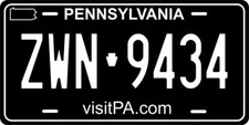 Pennsylvania Black Custom State License Plate Personalized 12