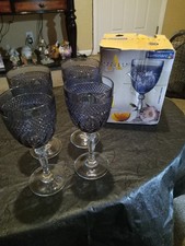  4 Luminarc Antique Amethyst Crystal d' Arques Water Goblets 8