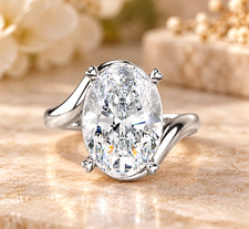 IGI 4 Ct Oval-Cut Lab Grown Diamond Bypass Engagement Ring 14k White Gold picture