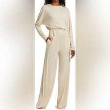 $425 NWOT Halston “Rosa” Jersey Jumpsuit in Cream Sz 4 picture