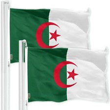 G128 2 Pack: Algeria Algerian Flag 3x5 Ft Printed 150D Poly, Indoor/Outdoor picture