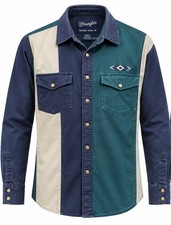 Vtg Wrangler Western Shirt Mens M Colorblock Southwestern Aztec Embroidered Snap picture