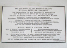 Bernard NOS Boat Marine Marina discharge of oil prohibited plaque plastic    C45 picture