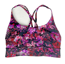Lululemon Energy Bra Womens Floral Longline Crossback Yoga Athletic Gym Top Sz-8 picture