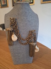 Vintage Adele Simpson Chatelaine Pin w Large Faux Pearls & Tassels Signed picture