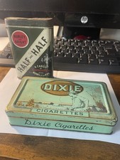 VTG Dixie Cigarettes Tin & Half & Half Tobacco Tin 1930-40’s Factory 6 Port 10-D picture