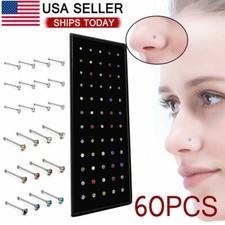 60PCS Stud Nose Rings Bone Stud Stainless Steel Color Pin Jewelry Piercing Body picture