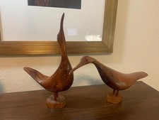 VTG WOOD BIRD STATUES FIGURINES picture