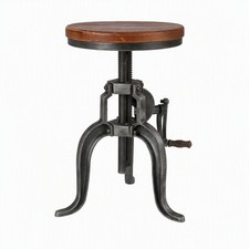 American Antique Industrial Crank Stool Cast Iron Three-Legged Bar Stool picture