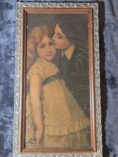 Antique Chromolithograph Two Cousins Victorian Wall Art (30x16) picture