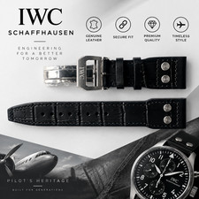 IWC Pilot 21mm Black Alligator Leather Watch Strap Band with Deployant Clasp picture
