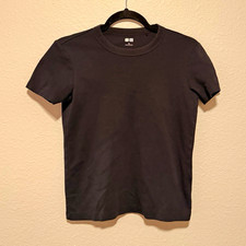 Uniqlo U Women’s Black Solid Crew Neck Short Sleeve T-Shirt, Size S Regular picture