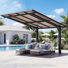 14x10FT 10x8' Gazebo Freestanding Pergola Heavy Duty Hard Top Metal Wall-Mounted picture
