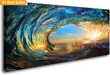 S06750 Giant Wave Water Wall Art Canvas Prints 1 Panels Ocean Waves Pictures Pai picture