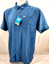 NEW Columbia PFG Slack Tide Camp Blue Button Down Collared SS Shirt Men's XL picture