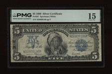 DBR 1899 $5 Silver Cert Indian Oncpapa Fr. 281 PMG 15 Serial N50808186 picture