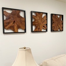 Rustic Teak Wood Wall Sculptures Live Edge Wall Art Decor Handmade 17