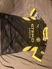 PUMA Manchester City Erling Haaland #9 Soccer Jersey Men Size M Black Yellow picture