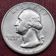 1934 D Washington Quarter 25c AU #98280 picture