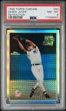 1996 Topps Chrome Refractor Derek Jeter PSA 8 Card #80 ZERO Print Lines picture