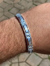 Men’s Real Solid 925 Sterling Silver Presidential Custom Link Bracelet 9mm Wide picture