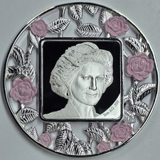 2022 2oz Silver Barbados Lady Diana Filigree Proof-Like Coin w/Enamel Coating picture