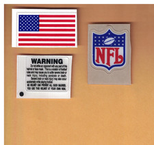 American Flag Warning Label & NFL Shield Decals FOR BACK OF FULL SIZE HELMET picture