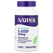 Natrol 5-HTP Time Release Maximum Strength 200 mg 30 Tablets Egg-Free, Fish picture