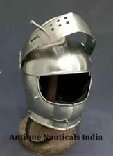 New Sliver Medieval Italian Armet helmet SCA LARP Fantasy Helmet Knight Armor picture