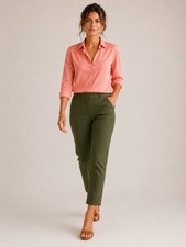 NEW 7th Ave Pants Size L Olive Elastic Waist Pockets New York & Company Stretch picture