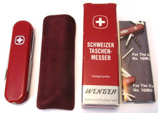 NOS VINTAGE WENGER DELEMONT SWISS STAINLESS 3 BLADE MULTI KNIFE ~ 3M ADVERTISING picture