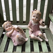 2 Lipper & Mann ceramics Dolls along With A Salesman Sample Wooden Porch Swing picture