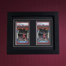 BLACK SHADOW BOX/FRAME FOR TWO PSA CARDS WITH ACID FREE MATS & UV PROTECTION picture