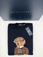Polo Ralph Lauren Duffle Wool Navy Polo Bear Sweater Men’s Size Large picture
