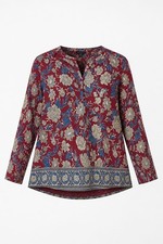 Croft & Barrow Red Floral Cotton Blouse 2X Plus Size picture
