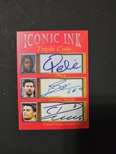 Iconic Ink Triple Cuts Limited Edition/1000 Autographs Pele Messi Ronaldo picture