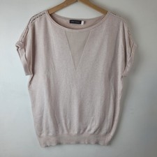 Mint Velvet Women Size S Pale Pink Thin Knit Dolman Beaded Top Smart Casual picture