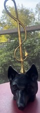 Antique Vintage Brass & Cast Iron Fox & Whip Doorstop 15.5”H picture