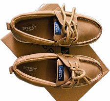 Sperry Banyan Unisex Kids Tan Leather Boat Shoes Lace-Up US 2 M picture