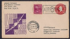 USA 1946 #FAM24 First Airmail Flight New York to Berlin Germany Cover Postage picture