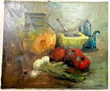 Juan Vinas Signed Original Oil on Canvas Spanish Bodegon Still Life 18 x 21.5 picture