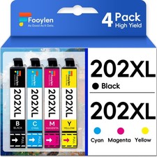 4 Pack Compatible With 202XL Ink Cartridges for Epson Expression XP-5100 WF-2860 picture