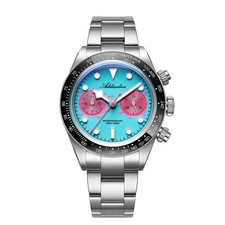 ADDIESDIVE AD2520 Men's Chronograph Watch VK64 Quartz 40mm 100m Blue Pink New picture