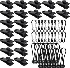 60 Pcs Tarp Clips Heavy Duty with Bungee Cords Carabiners picture