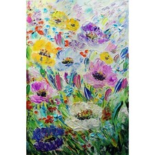 Original Wildflower Painting 24x36 Signed Poppies Daisies Anemones Floral Art picture